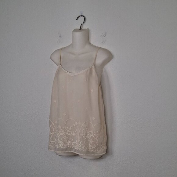 Old Navy Floral Embroidered Cami Sz S Lace Adjustable Straps Boho Minimalist - Picture 2 of 14